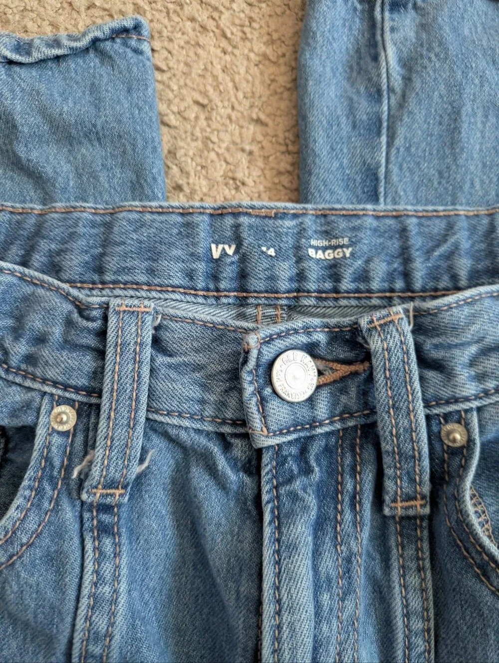 Old Navy High-Rise Baggy Cargo Jeans Size 14 Kids
